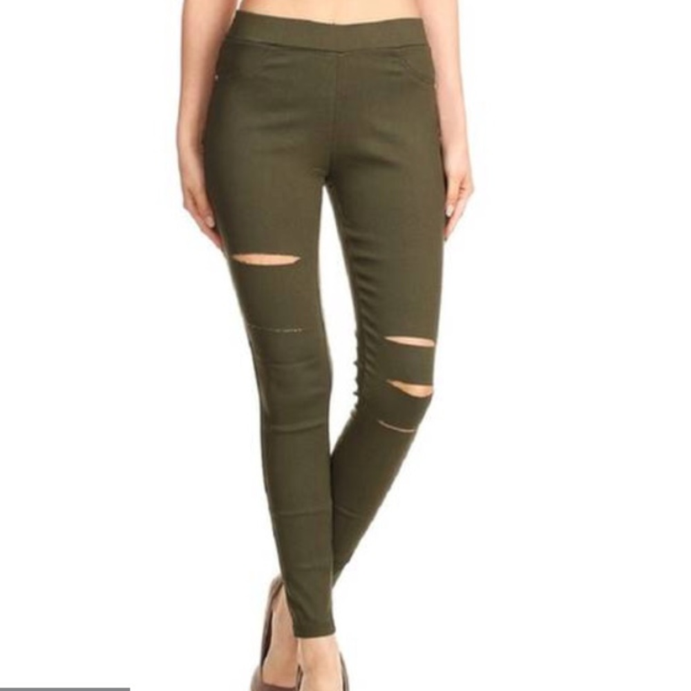 High Waist Ripped Skinny Jeggings